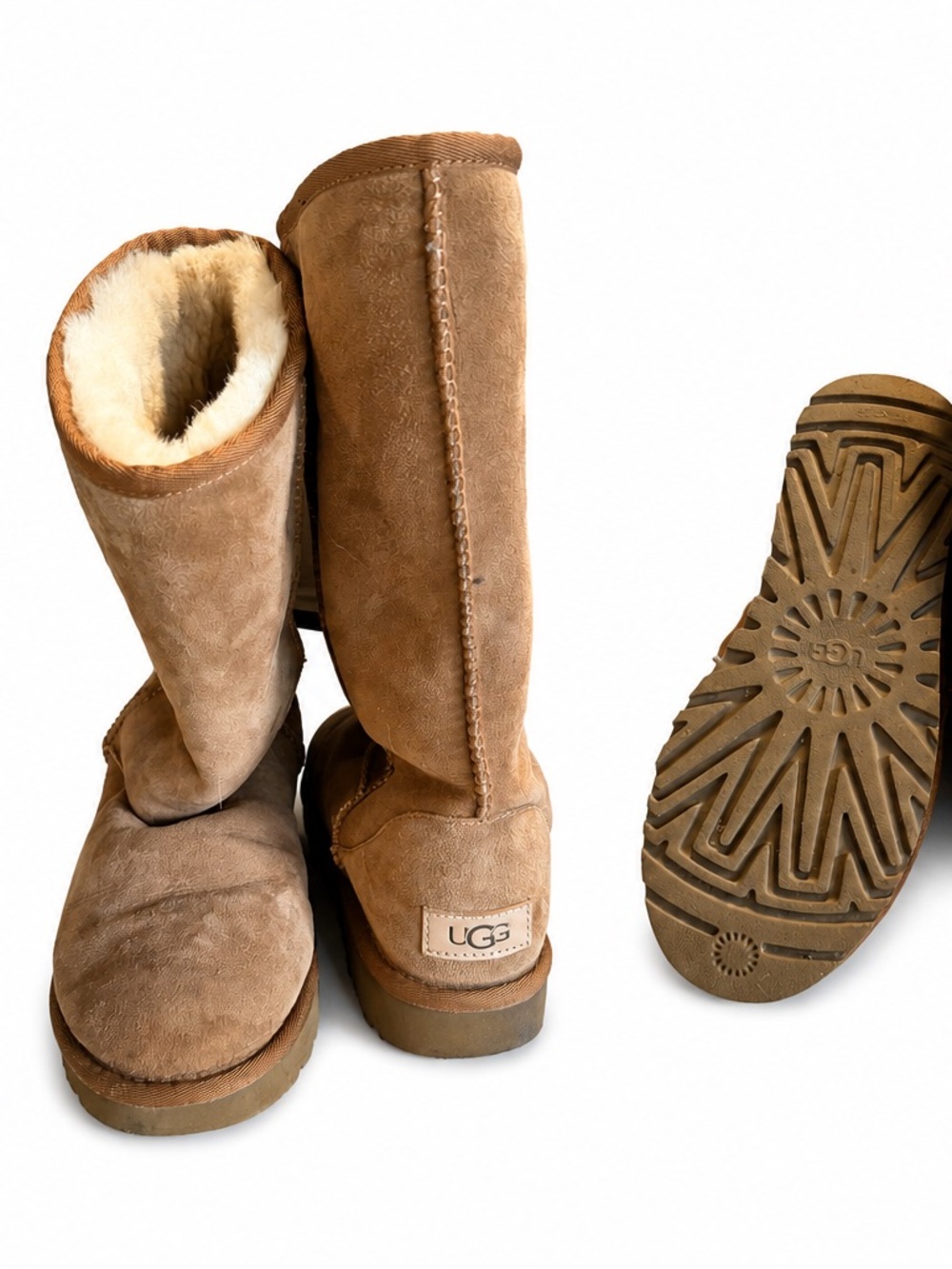 UGG Classic Tall Boots Chestnut Suede Sheepskin Women’s Size 6
